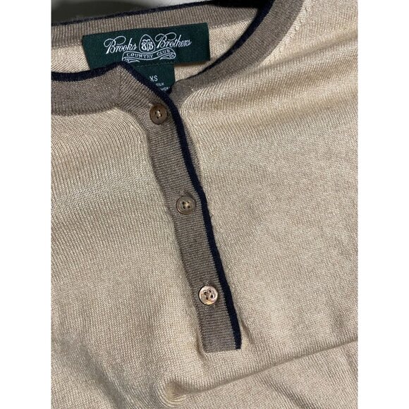 Brooks Brothers cashmere Silk Sweater Size XS Beige Cream Country Clun Knit 3/4 - Picture 14 of 15